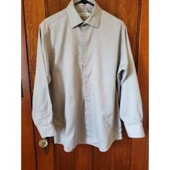 Calvin Klein Men's Light Gray Dress Shirt 16 32/33 Cotton Blend - Picture 1 of 7